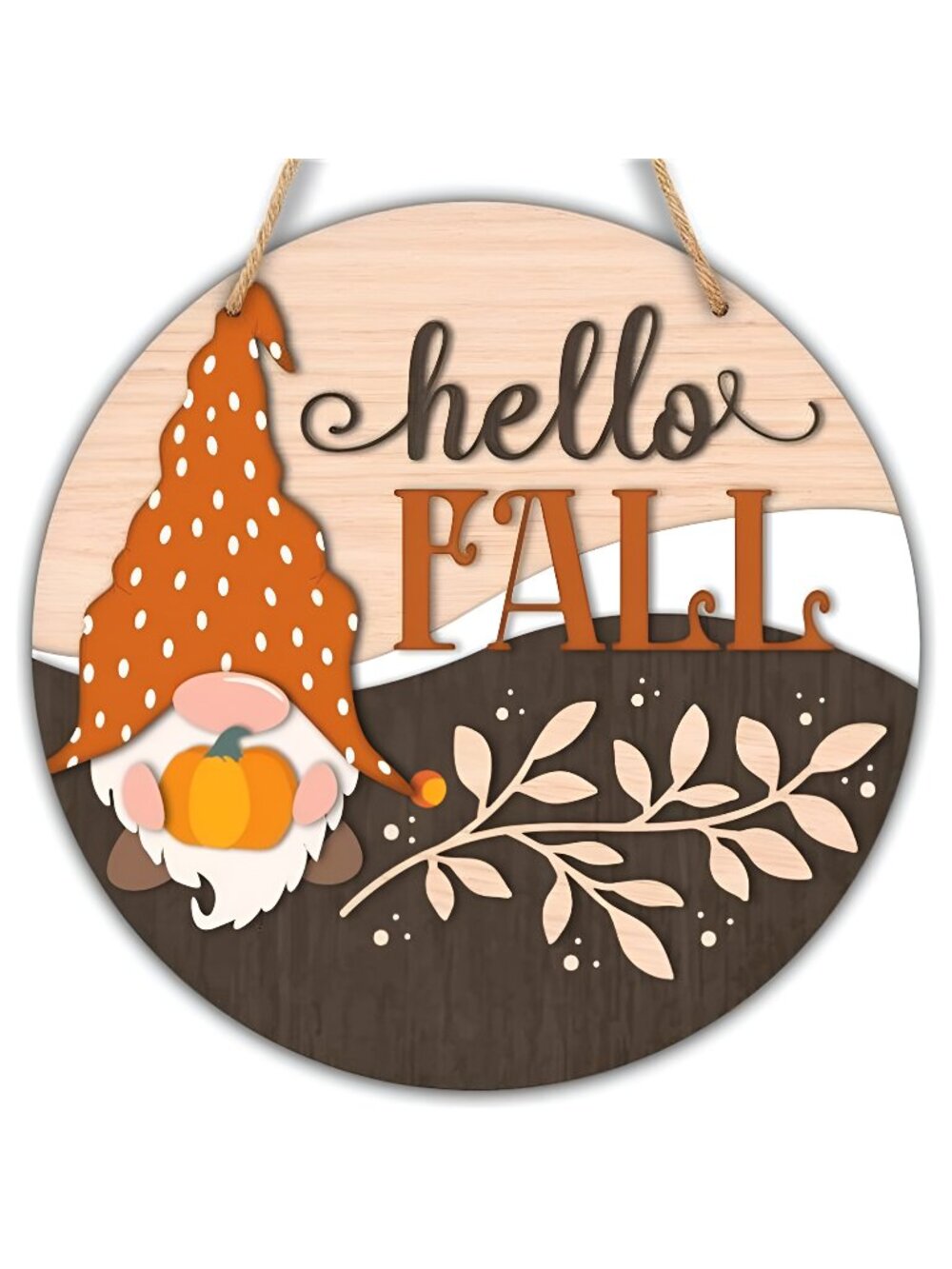Thanksgiving Sign for Front Door, 10" Autumn Round Wood Hanging Plaque